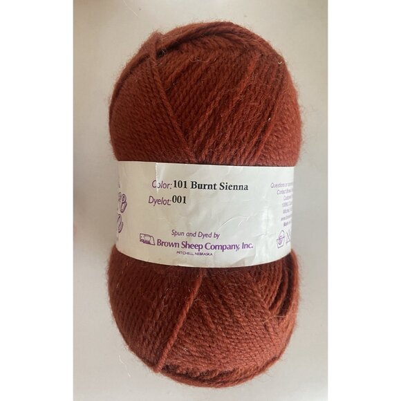 Brown Sheep Co 101 Burnt Sienna 100% Wool Skein + Ball Fancy  Wool Yarn - Picture 3 of 6